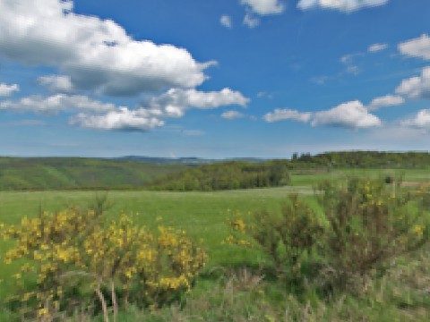 Panorama der Umgebung vom Hotel Dreimäderlhaus in der Eifel, Sommer 1